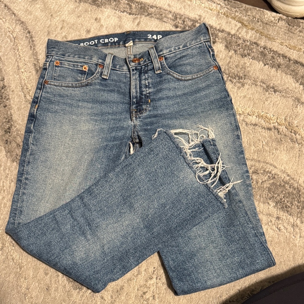 J. Crew Blue Distressed Ankle Jeans